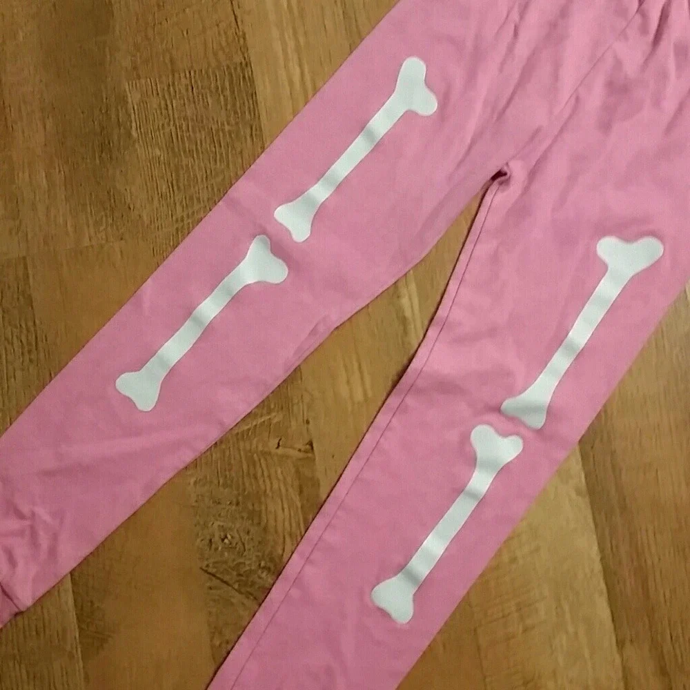 OshKosh Girls‎ Pink Bone Halloween Jogger Pajama Leggings Size 8